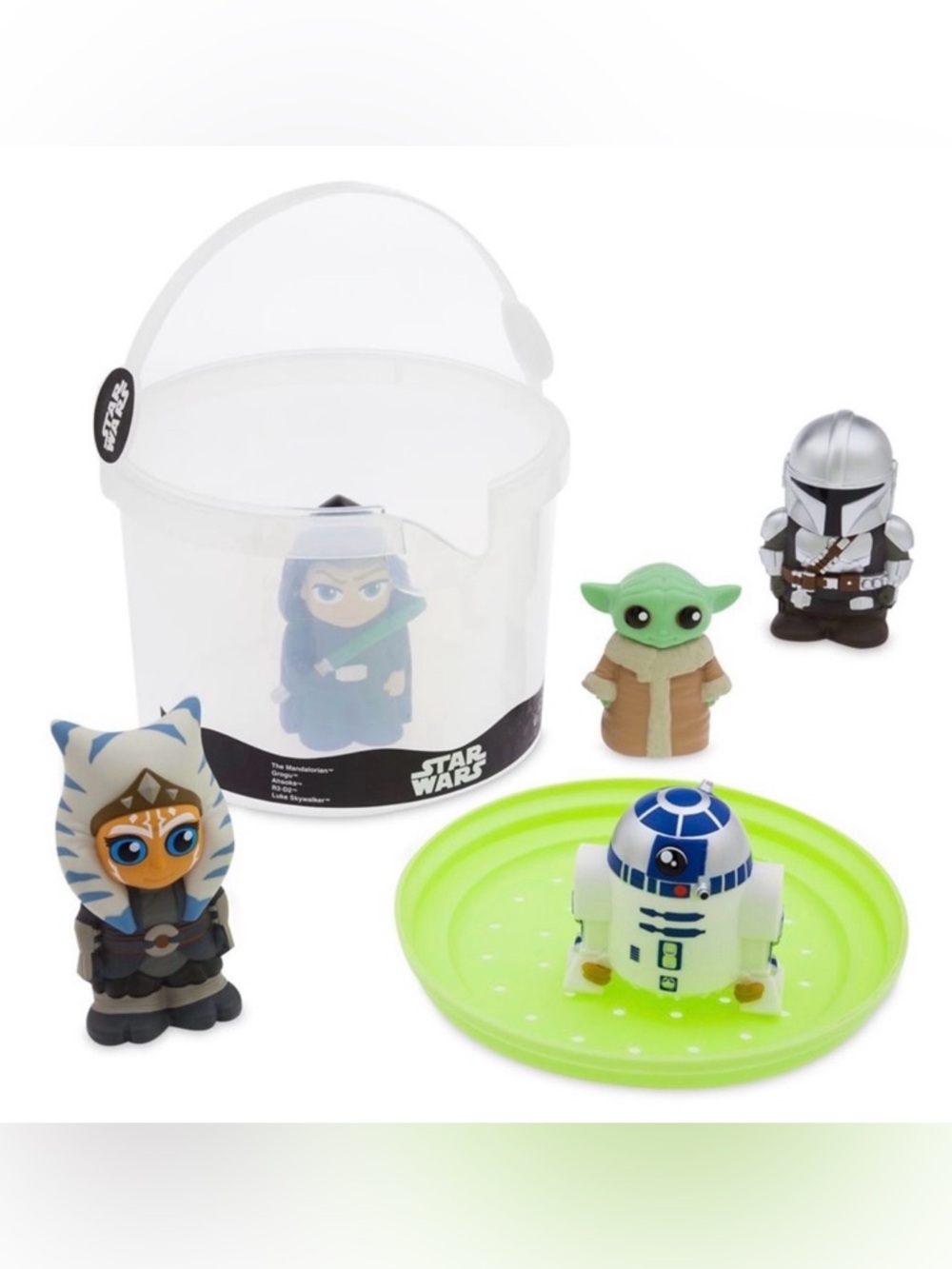 Star Wars Silver Mandalorian & Green Alien bath Figurine set NWT